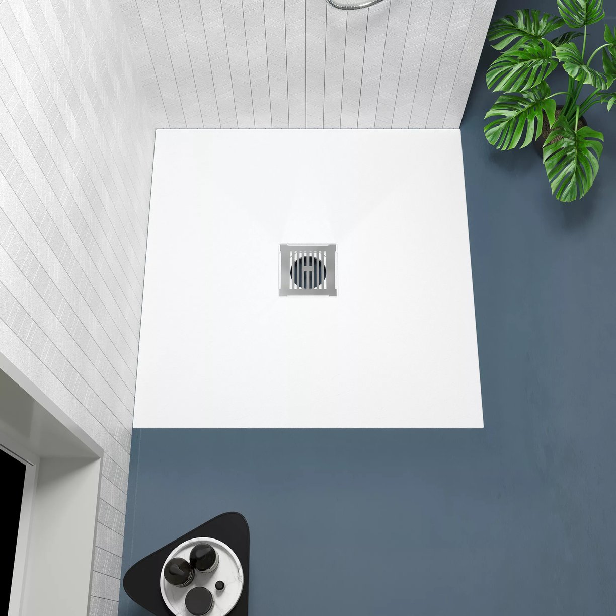 Square Shower Tray 800 x 800mm - Slate White