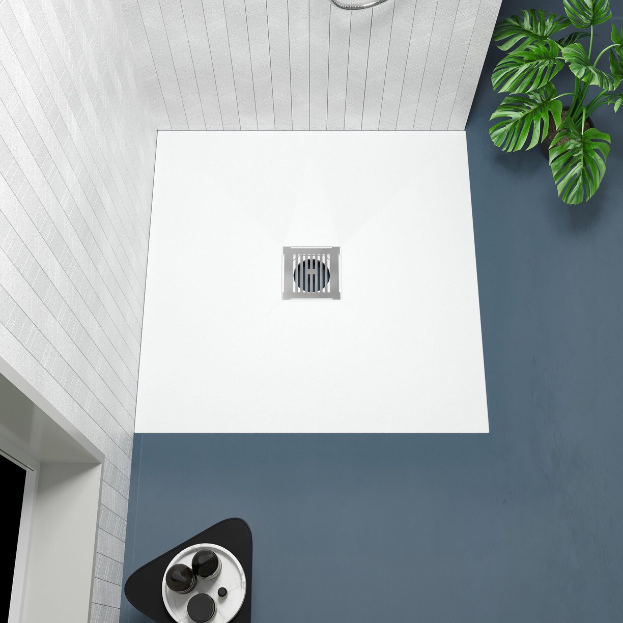 Square Shower Tray 800 x 800mm - Slate White