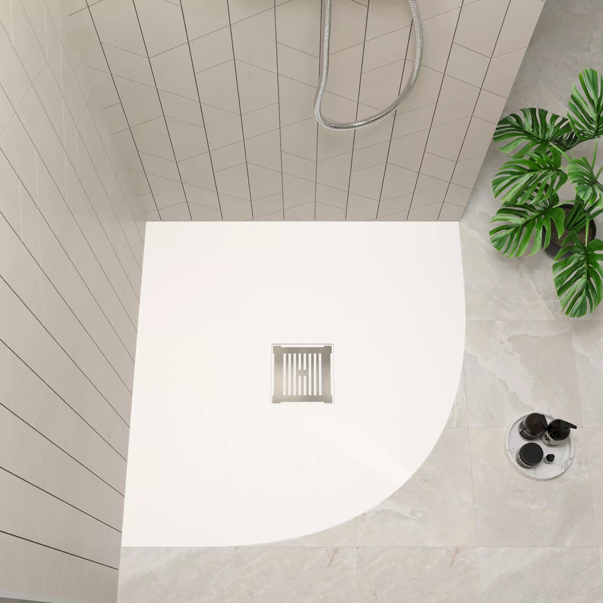 Quadrant Shower Tray 800 x 800mm - Slate White