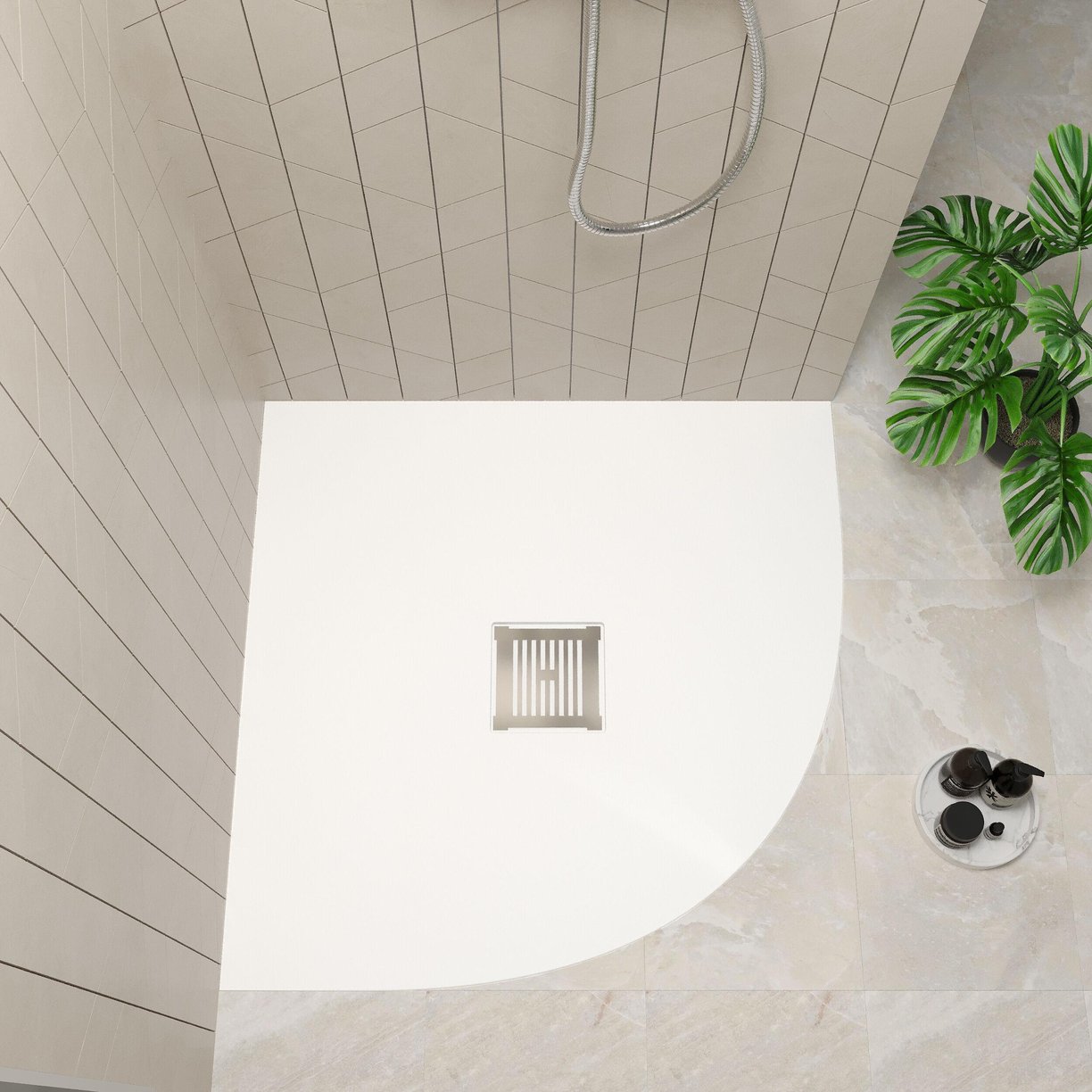 Quadrant Shower Tray 800 x 800mm - Slate White