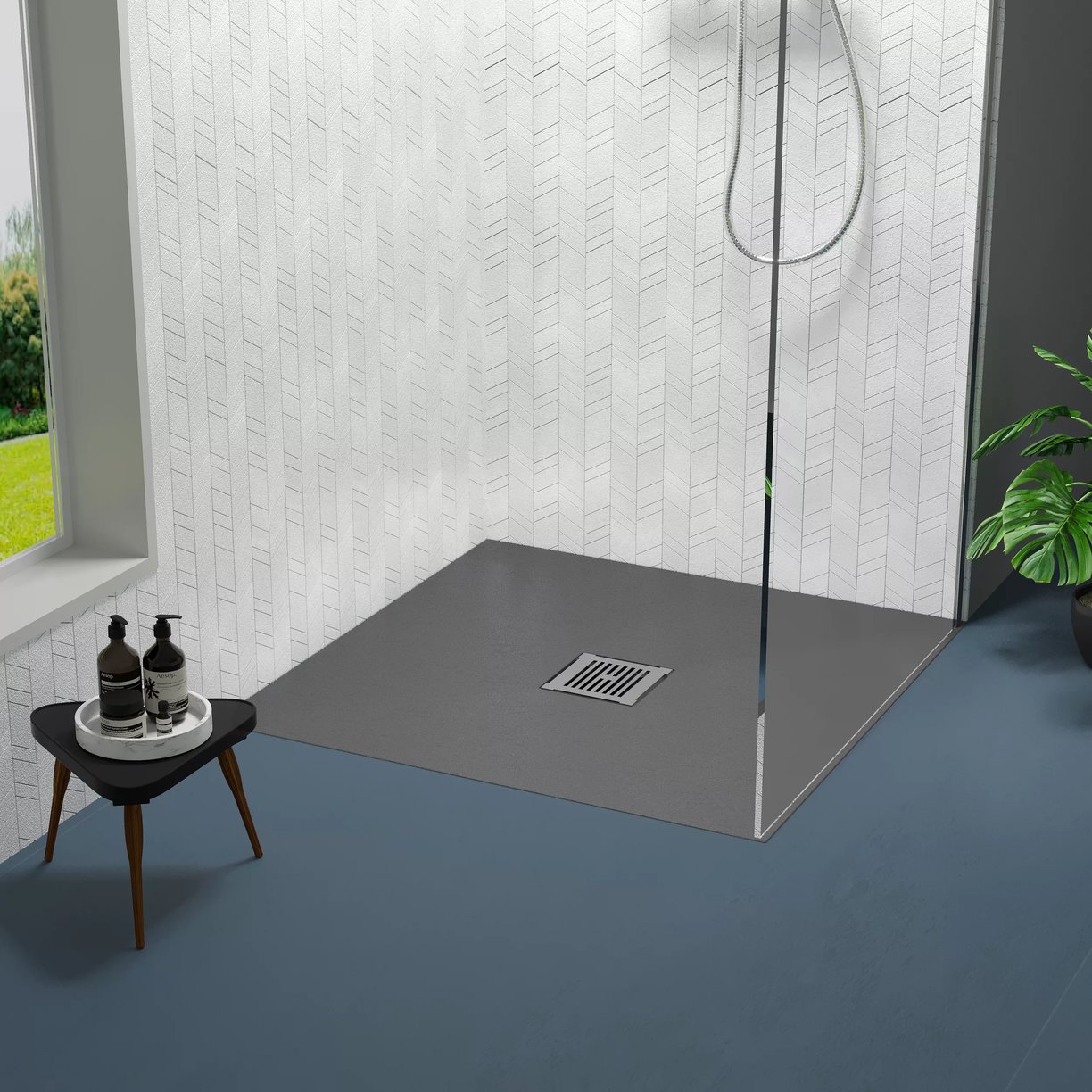 Square Shower Tray 800 x 800mm - Slate Grey