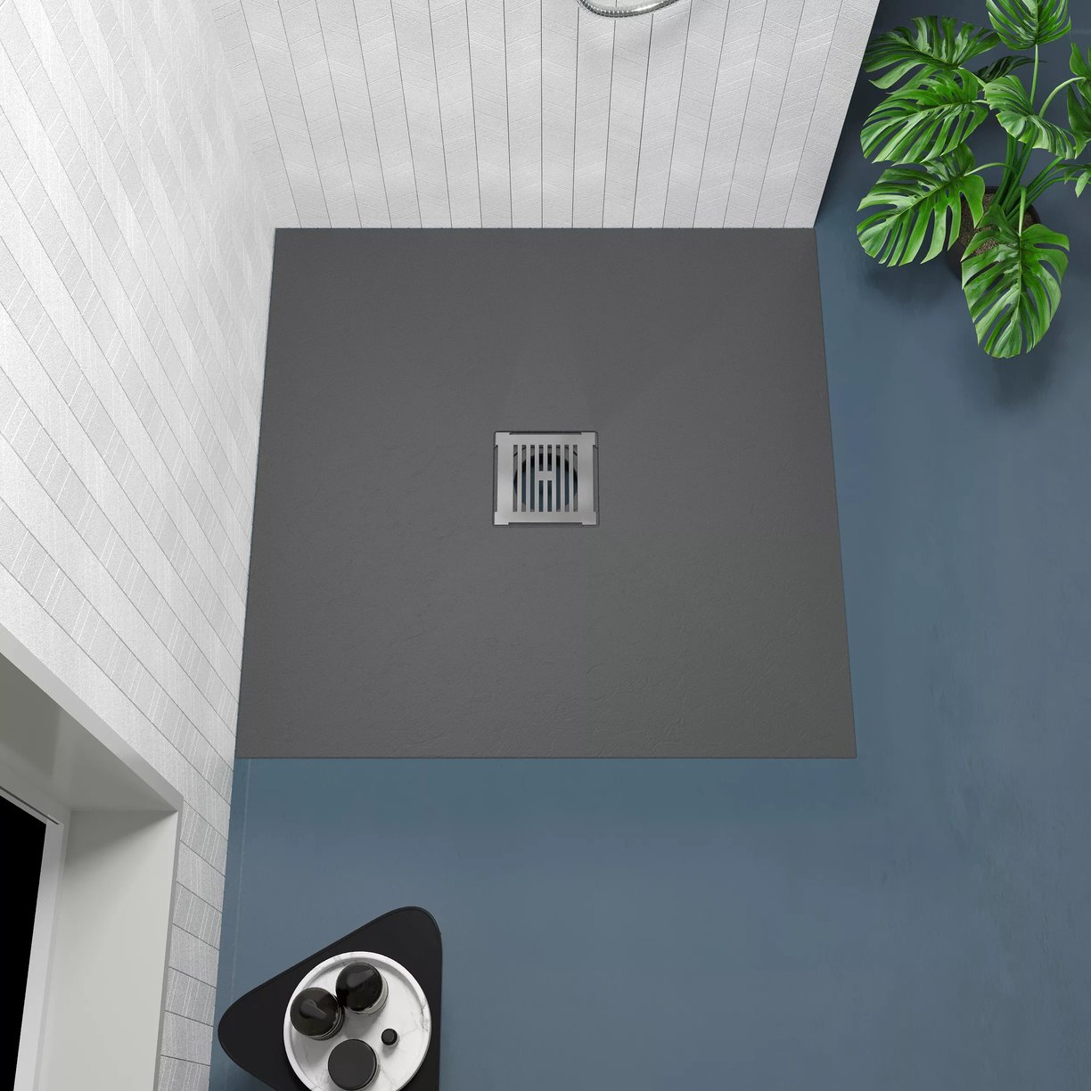 Square Shower Tray 800 x 800mm - Slate Grey