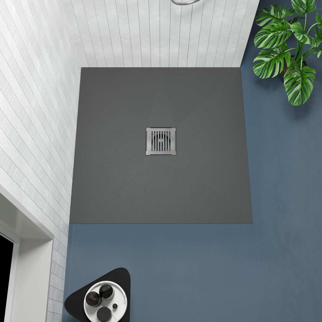 Square Shower Tray 800 x 800mm - Slate Grey