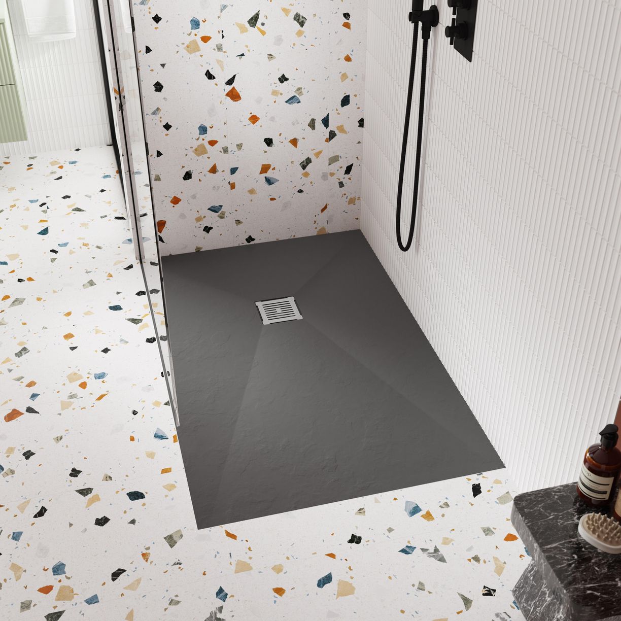 Rectangular Shower Tray 1200 x 900mm - Slate Grey