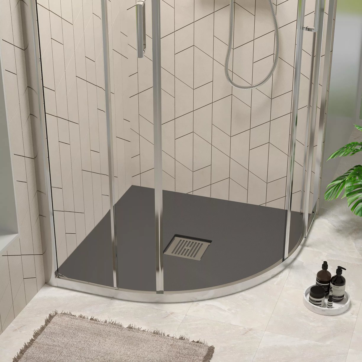 Quadrant Shower Tray 800 x 800mm - Slate Grey