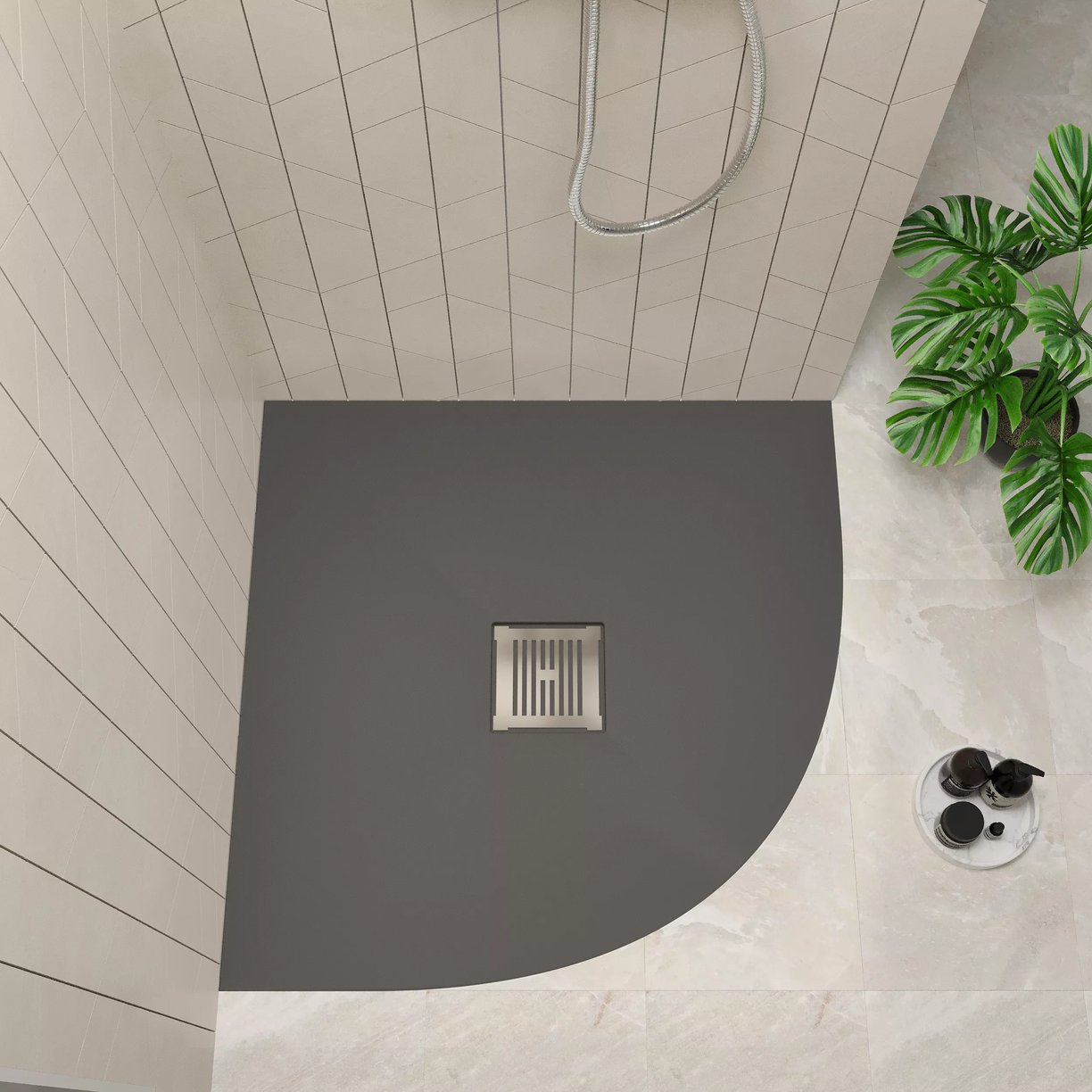 Quadrant Shower Tray 800 x 800mm - Slate Grey