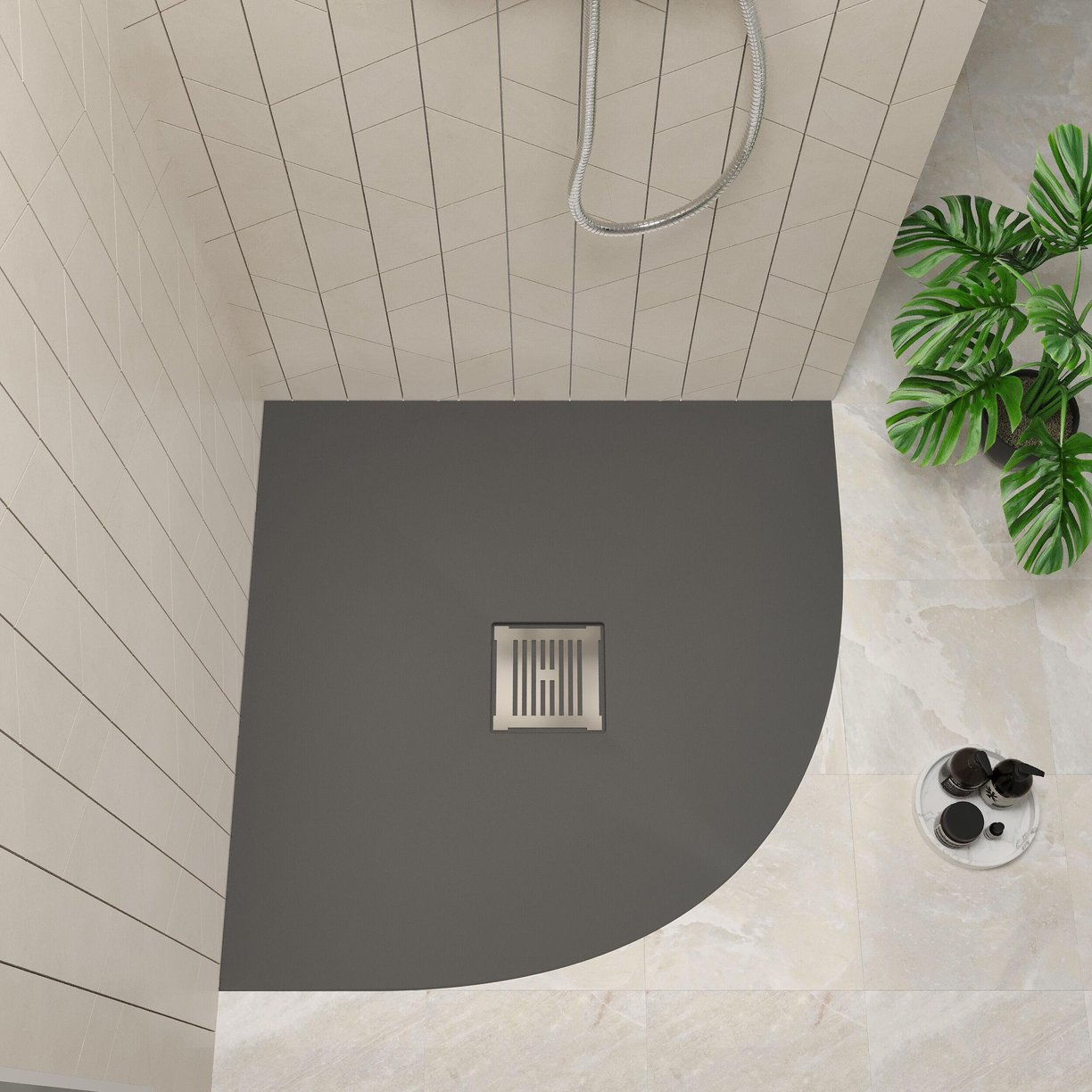 Quadrant Shower Tray 800 x 800mm - Slate Grey