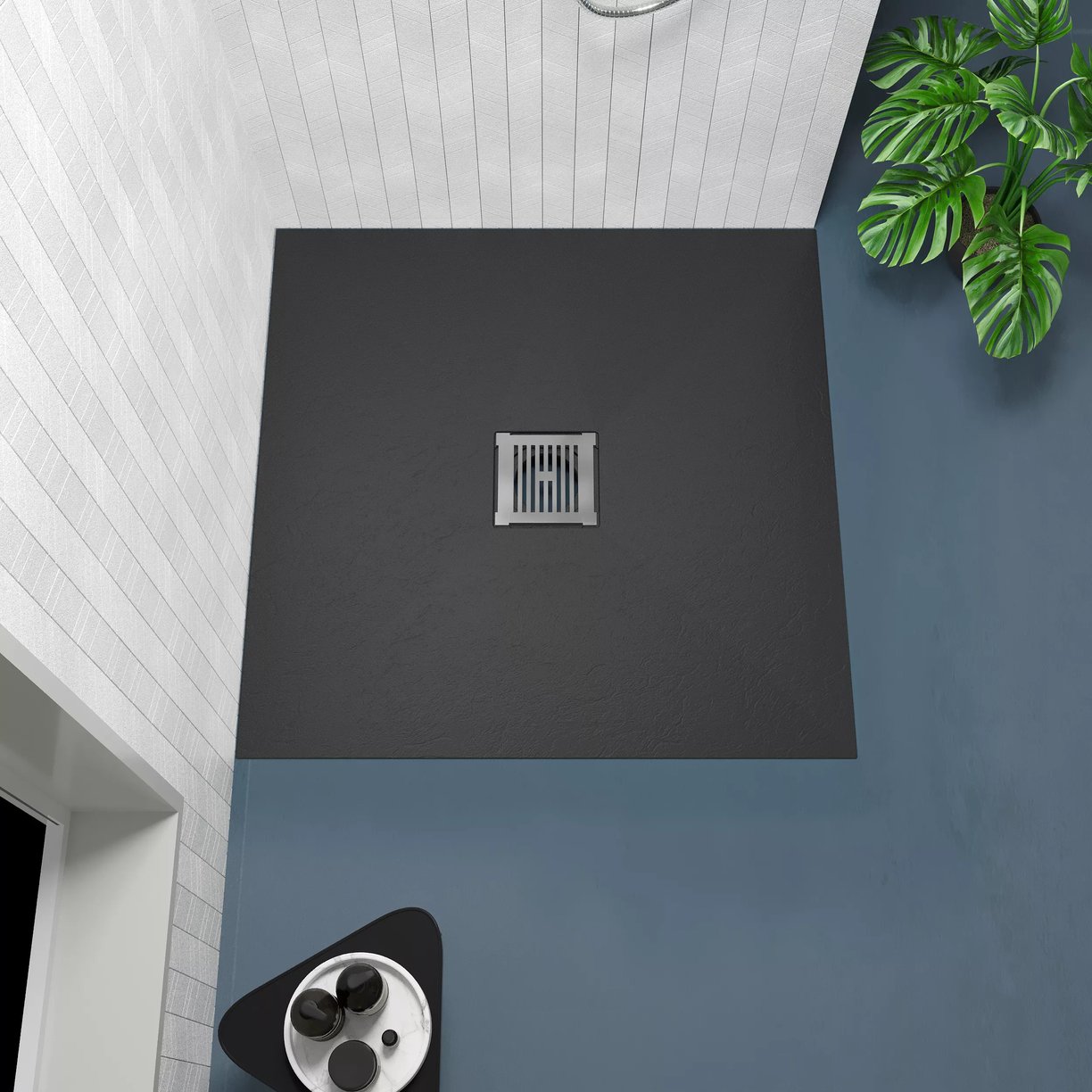 Square Shower Tray 800 x 800mm - Slate Black