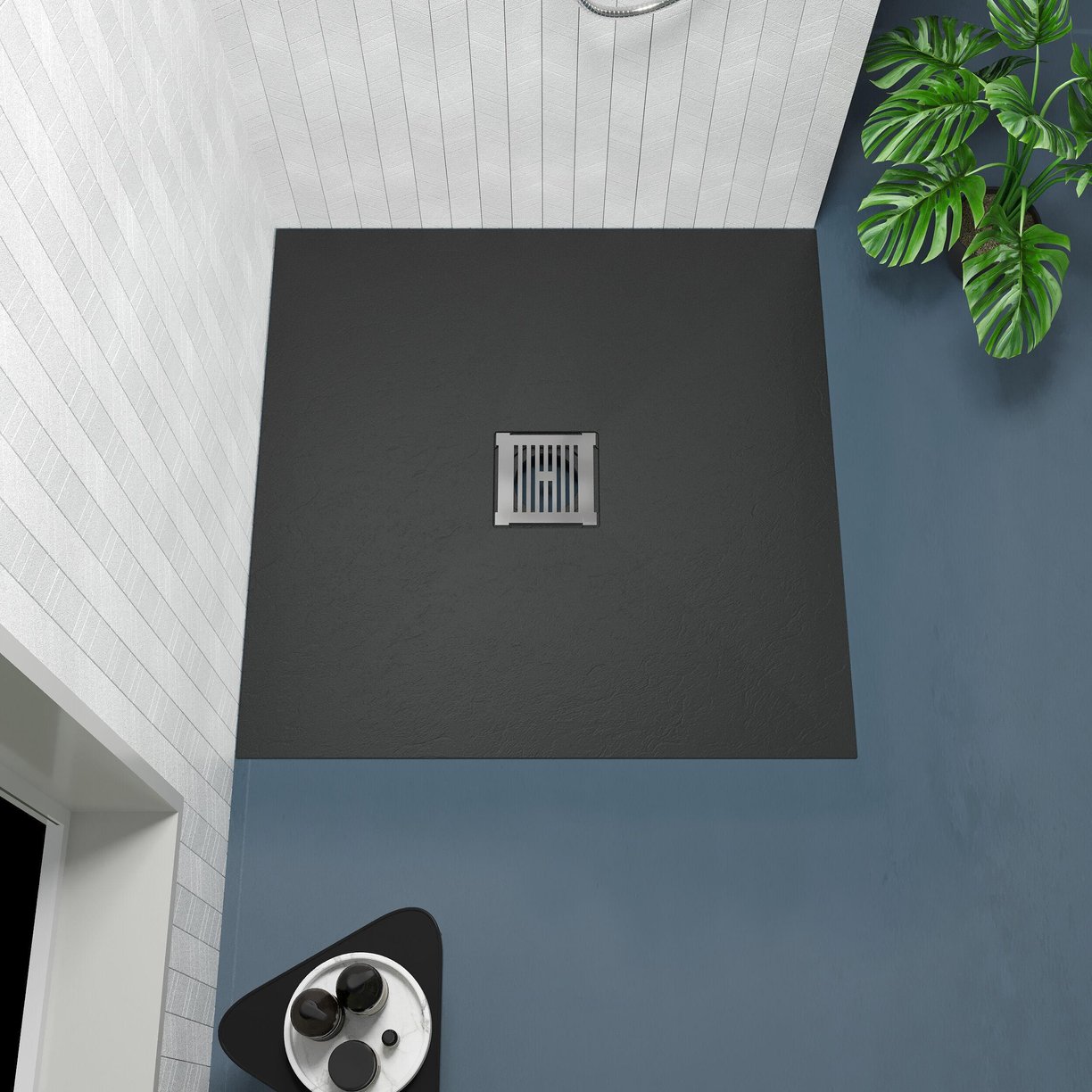 Square Shower Tray 800 x 800mm - Slate Black