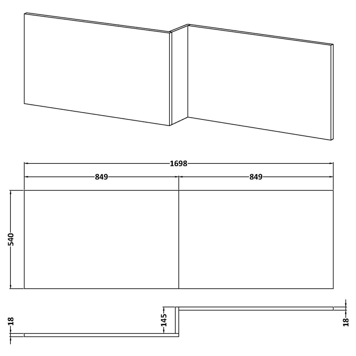 1700mm Front Panel - Gloss White