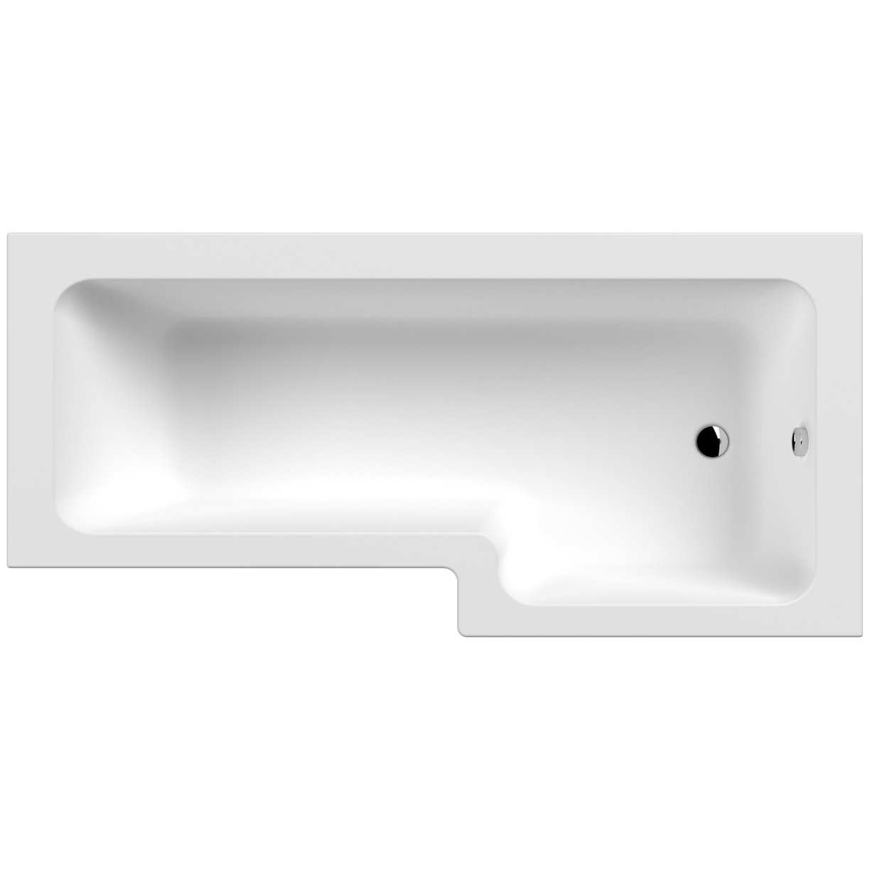 L Shape Shower Bath & Legs 1800 x 850mm Rh - White