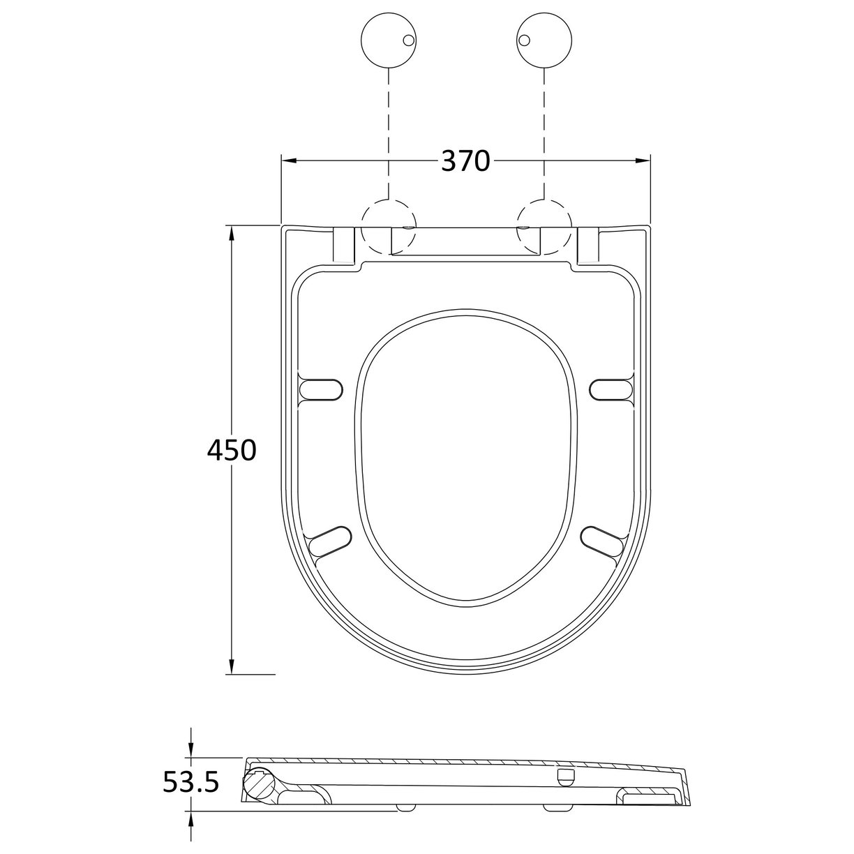 D Shape Sc Seat, Qr, Top Fix, White Caps - White