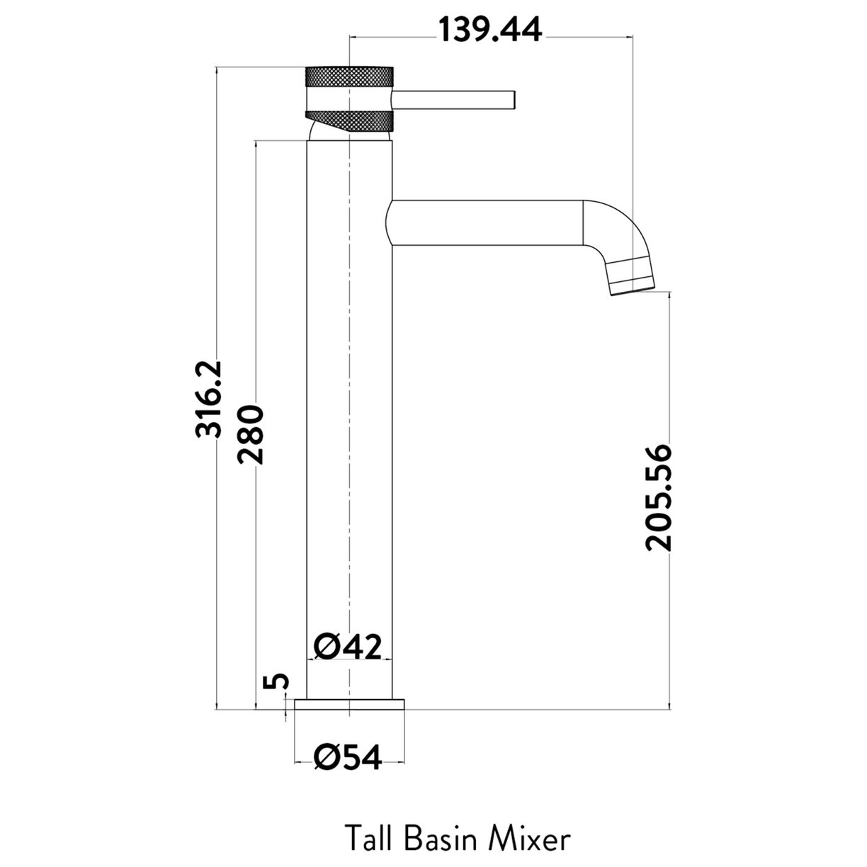 MOQ Core Tall Mono Basin Mixer Brushed Brass (Basin Waste Separate)