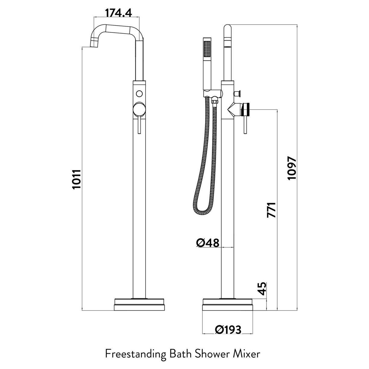 MOQ Core Freestanding Bath Shower Mixer Black