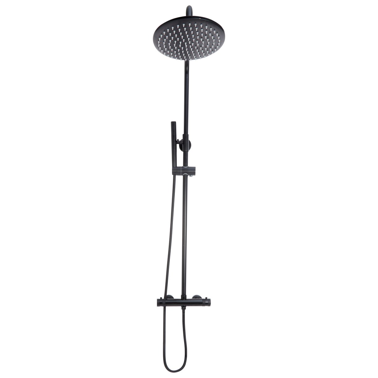 MOQ Core Round Rigid Riser Shower Black