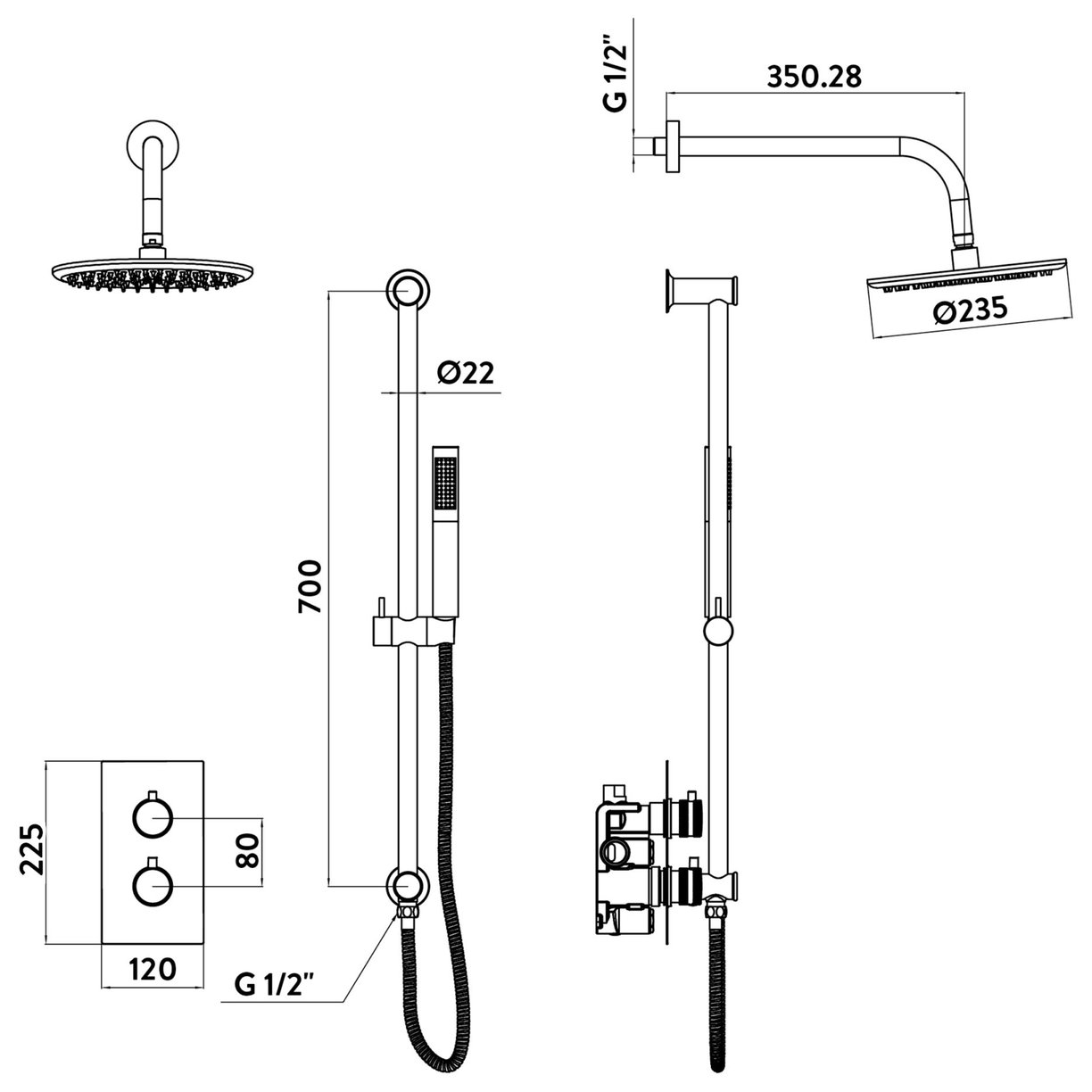 MOQ Core Gunmetal Round handle head & handset Riserkit