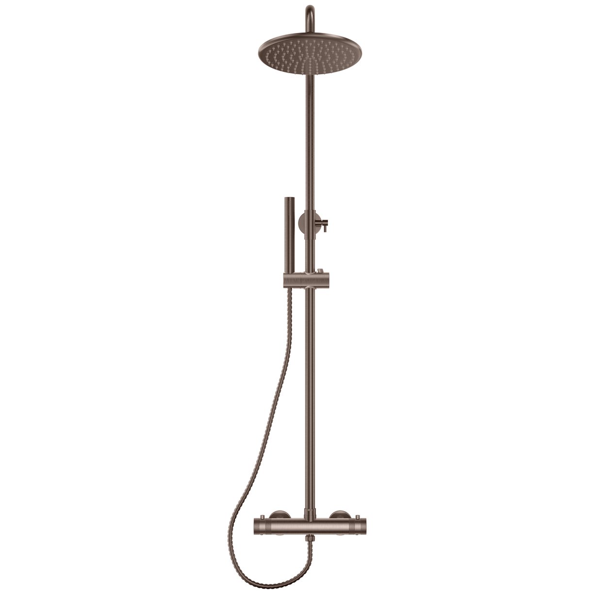 MOQ Core Round Rigid Riser Shower Brushed Bronze