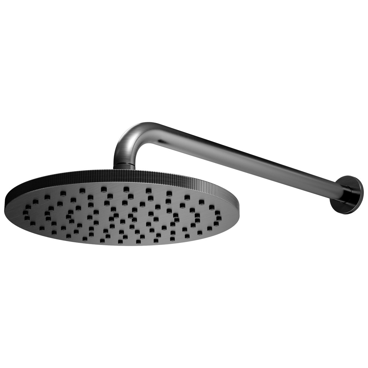 Knurled Round Shower Head and Arm Gunmetal