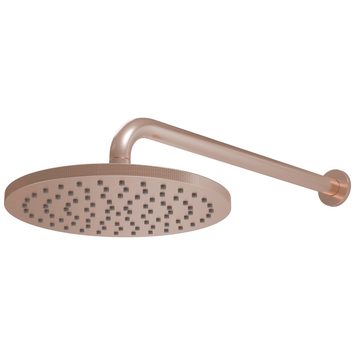 Knurled Round Shower Head and Arm Brushed Bronze