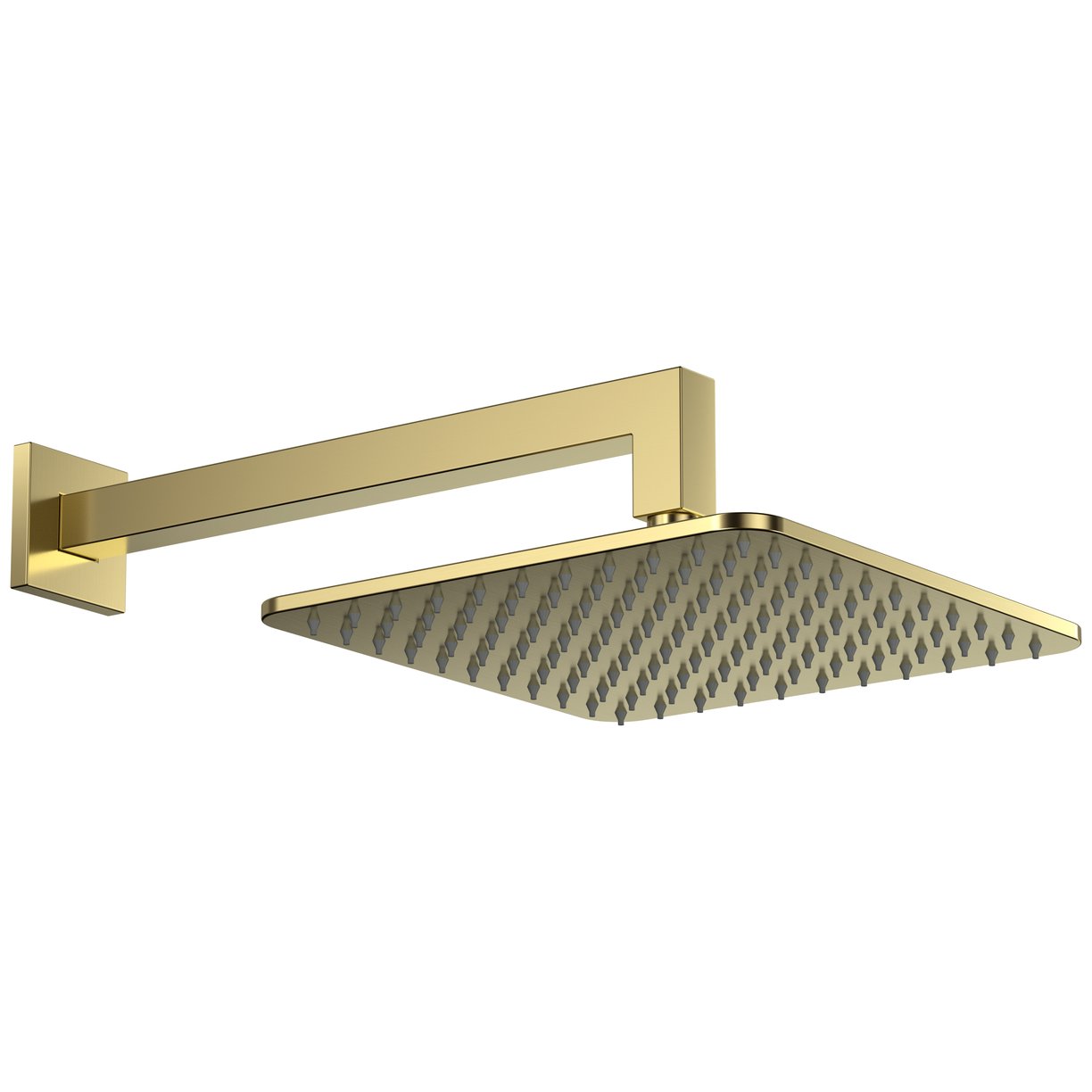 Shower Arm & Head Square Brushed Brass