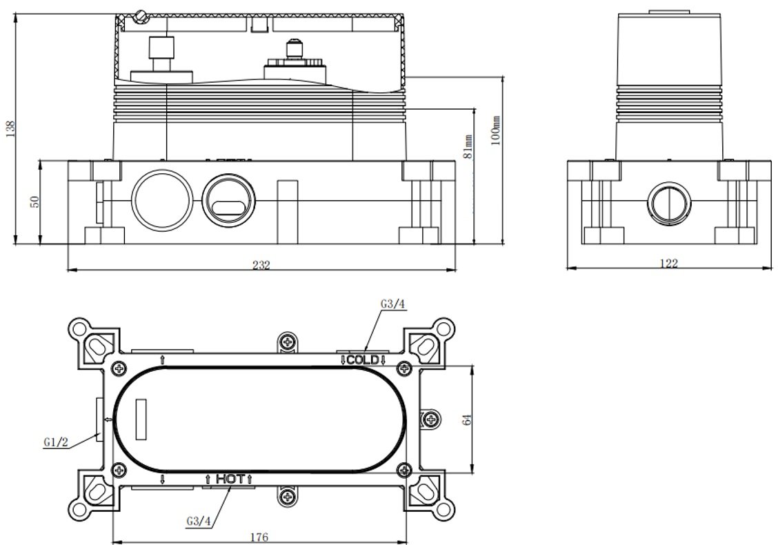 Concealed Valve Body (1 Outlet) Universal