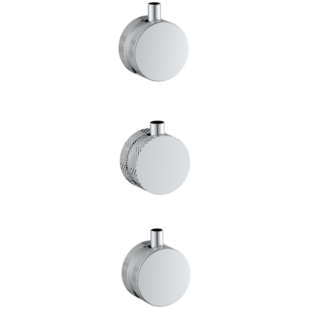 Concealed Knurled Handle 3 pack (1 Thermo 2 Flow) Chrome