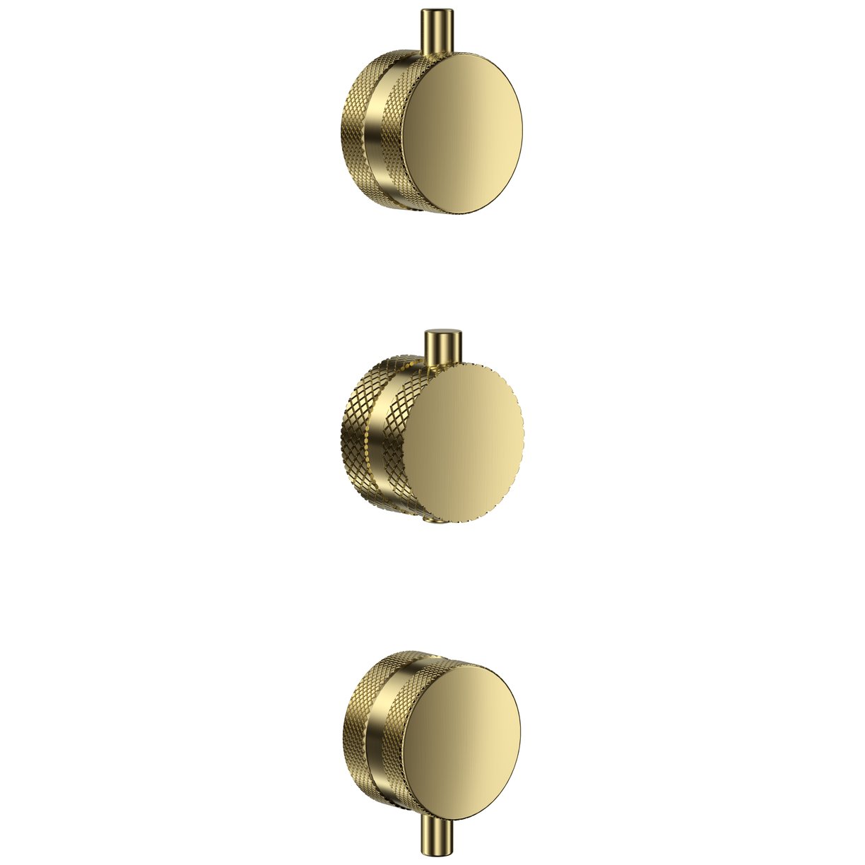 Concealed Knurled Handle 3 pack (1 Thermo 2 Flow) Brushed Brass
