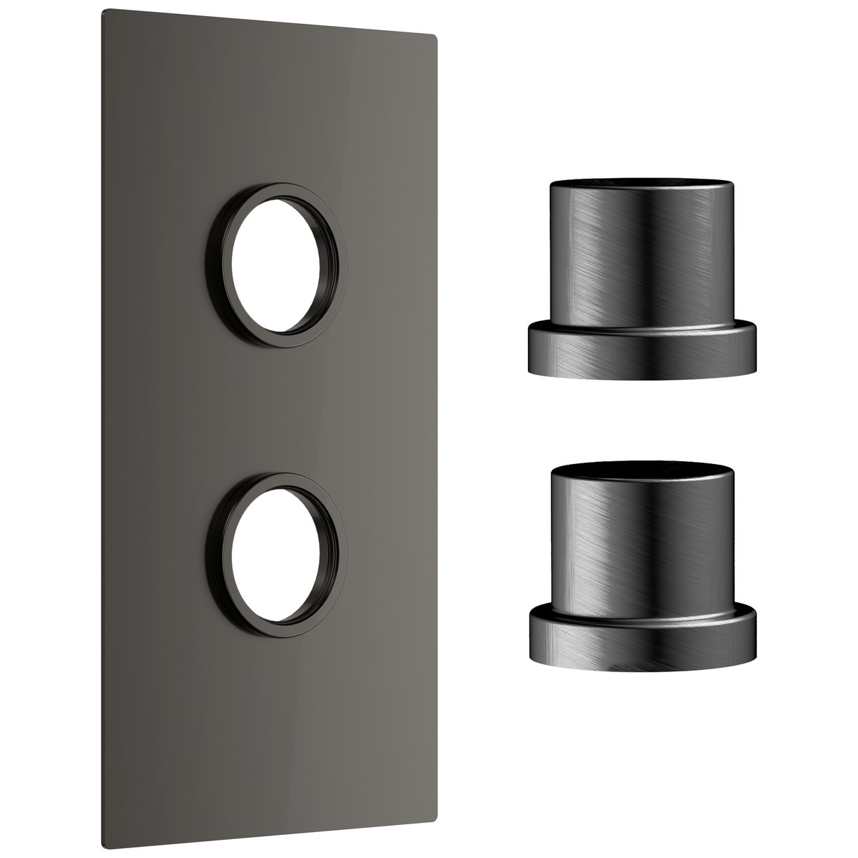 Concealed Plate (2 Outlets) Gunmetal with Sleeve