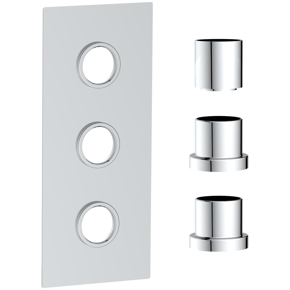 Concealed Plate (3 Outlets) Chrome with Sleeves