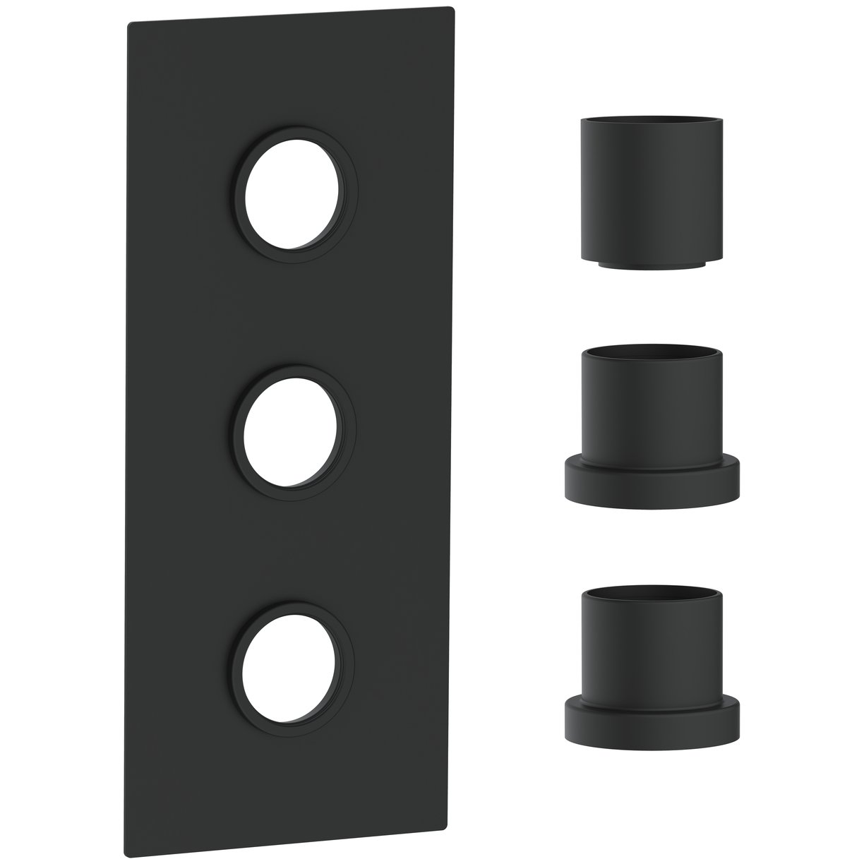 Concealed Plate (3 Outlets) Black with Sleeves