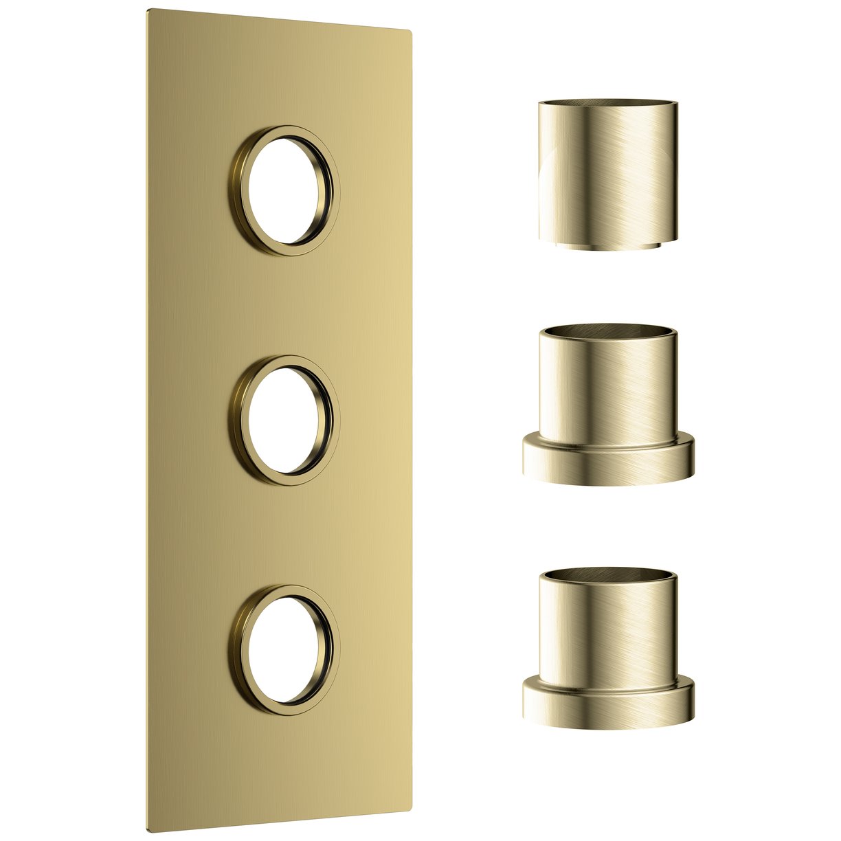 Concealed Plate (3 Outlets) Brushed Brass with Sleeves