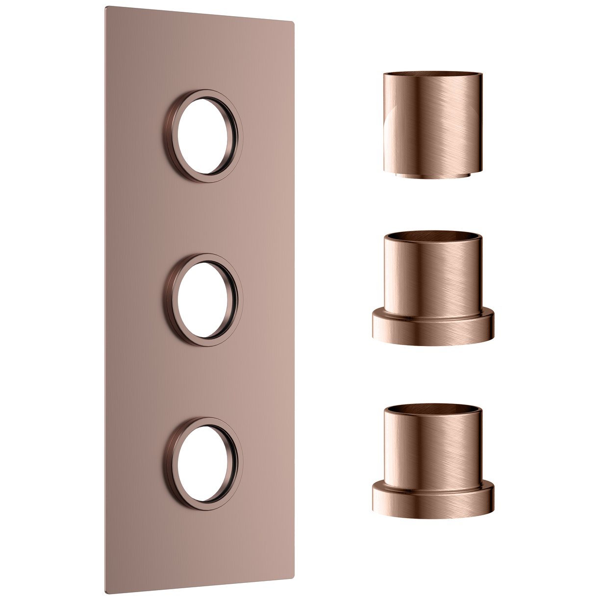 Concealed Plate (3 Outlets) Brushed Bronze with Sleeves