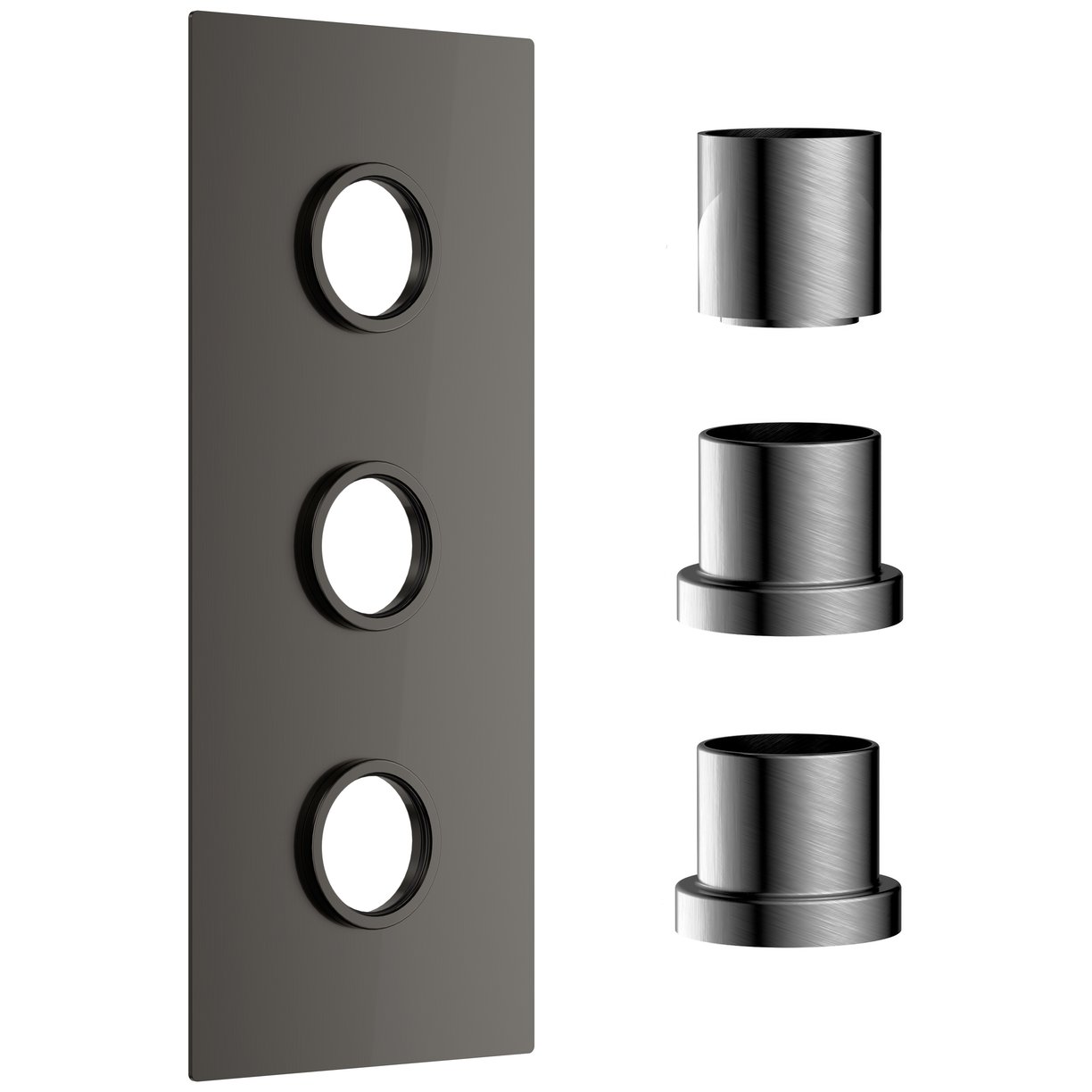 Concealed Plate (3 Outlets) Gunmetal with Sleeves