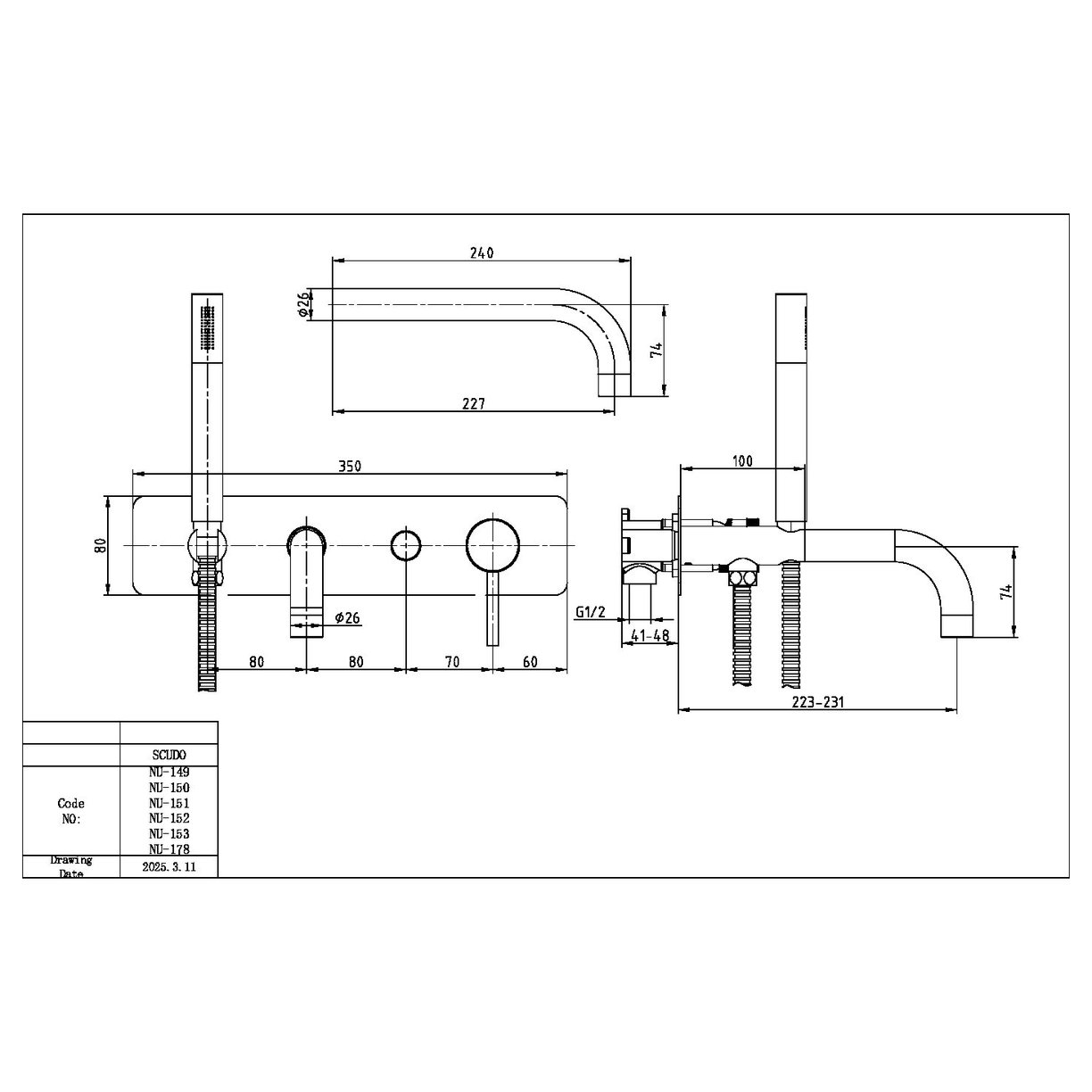 Core Wall Mounted Bath Shower Mixer Chrome