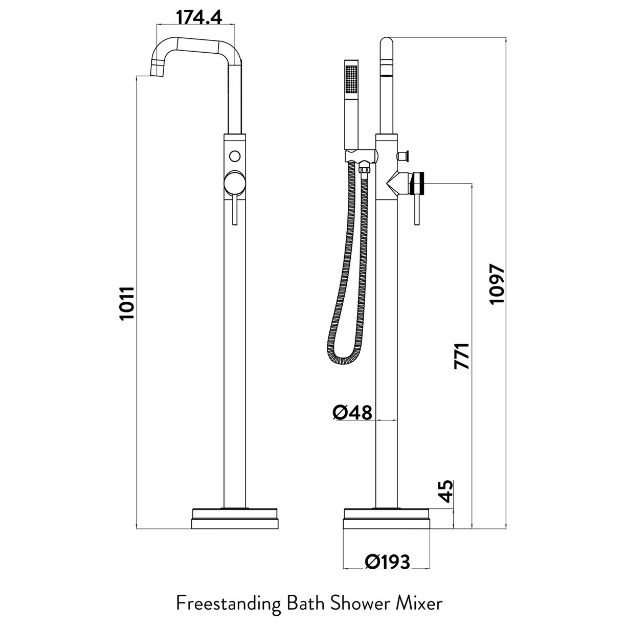 CORE Freestanding Bath Shower Brushed Nickel