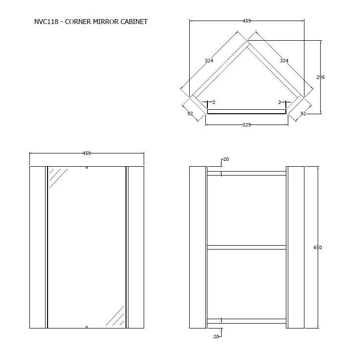 Corner Mirror Cabinet - Gloss White