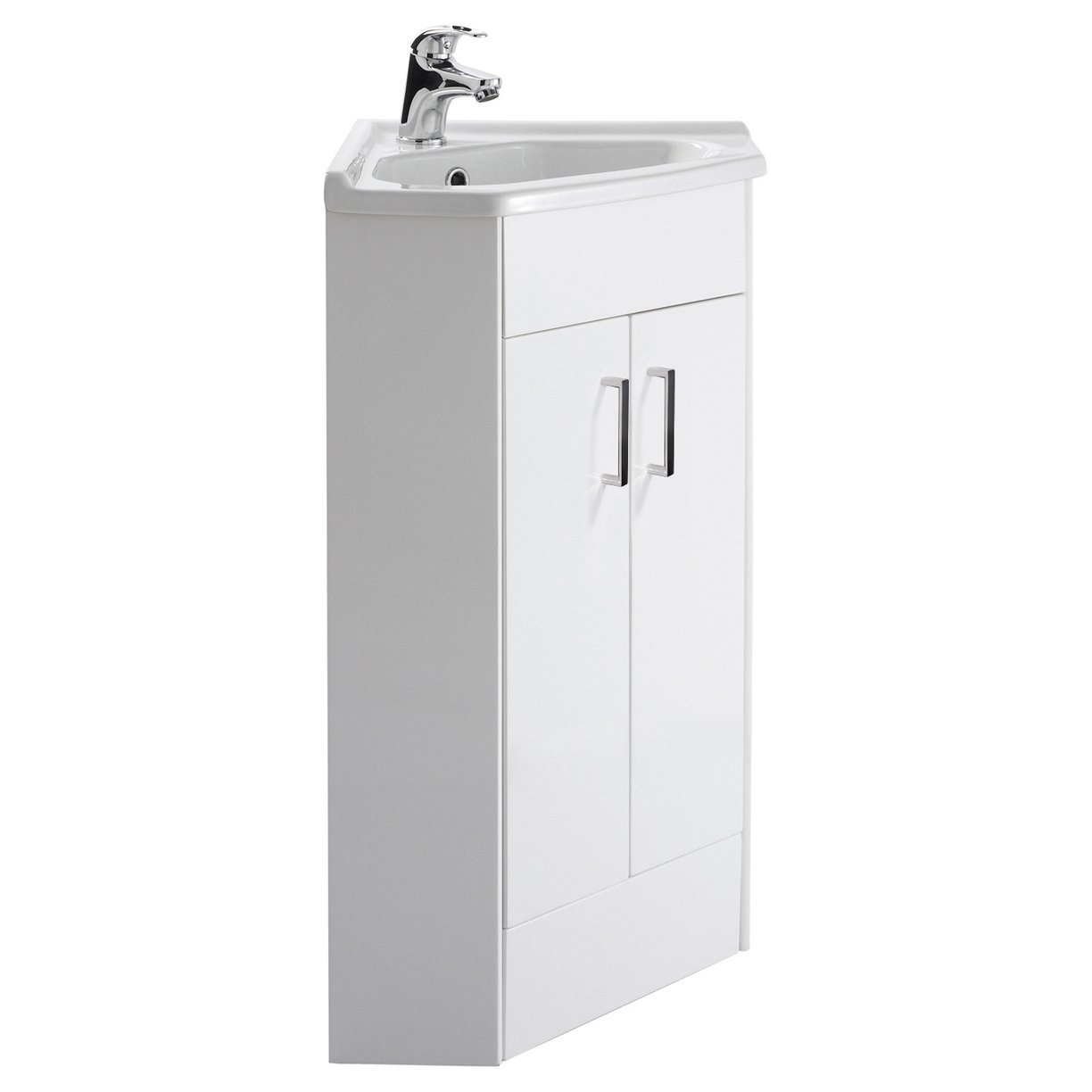 2 Door Corner Cabinet & Basin - Gloss White