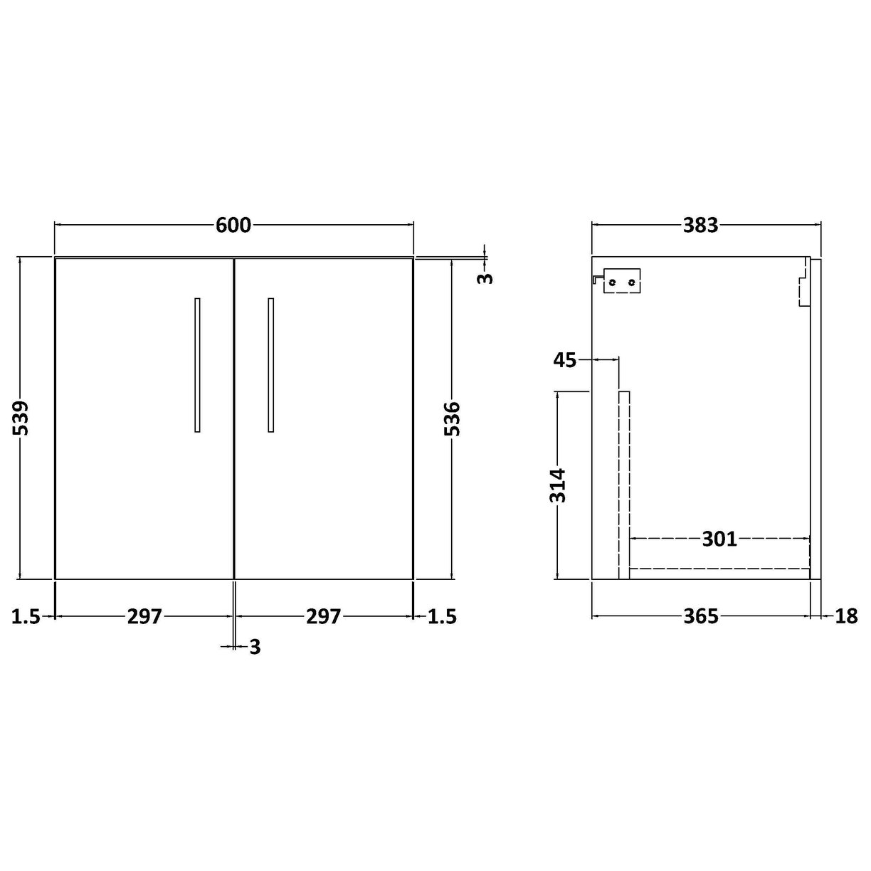 600mm WH 2-Door Unit - Anthracite Woodgrain