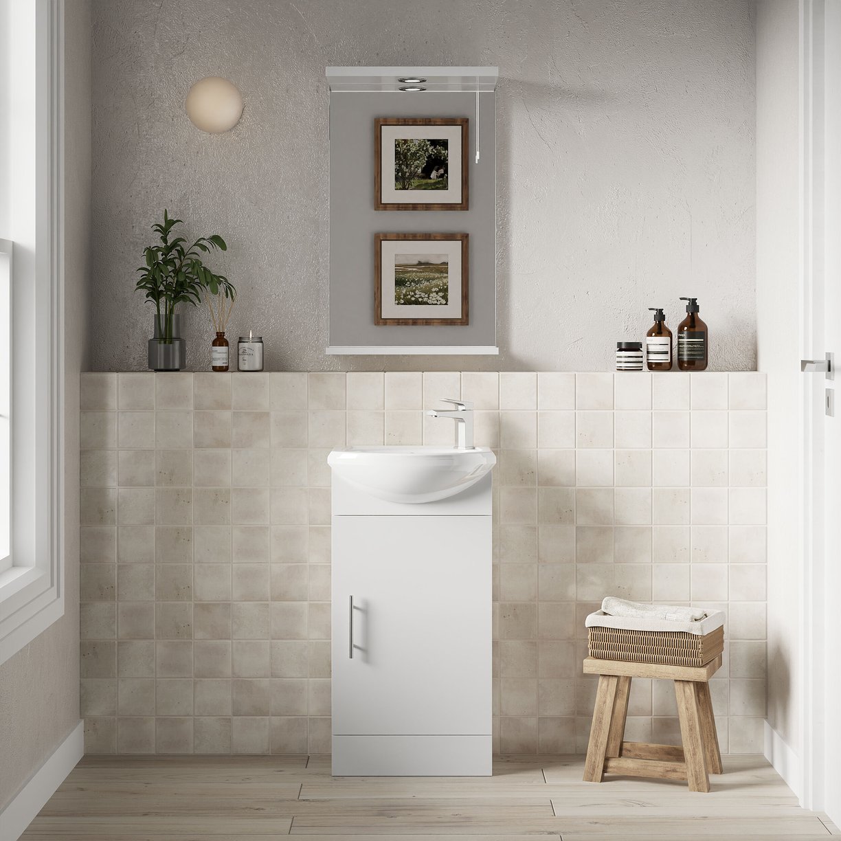 420mm Cabinet & Basin - Gloss White