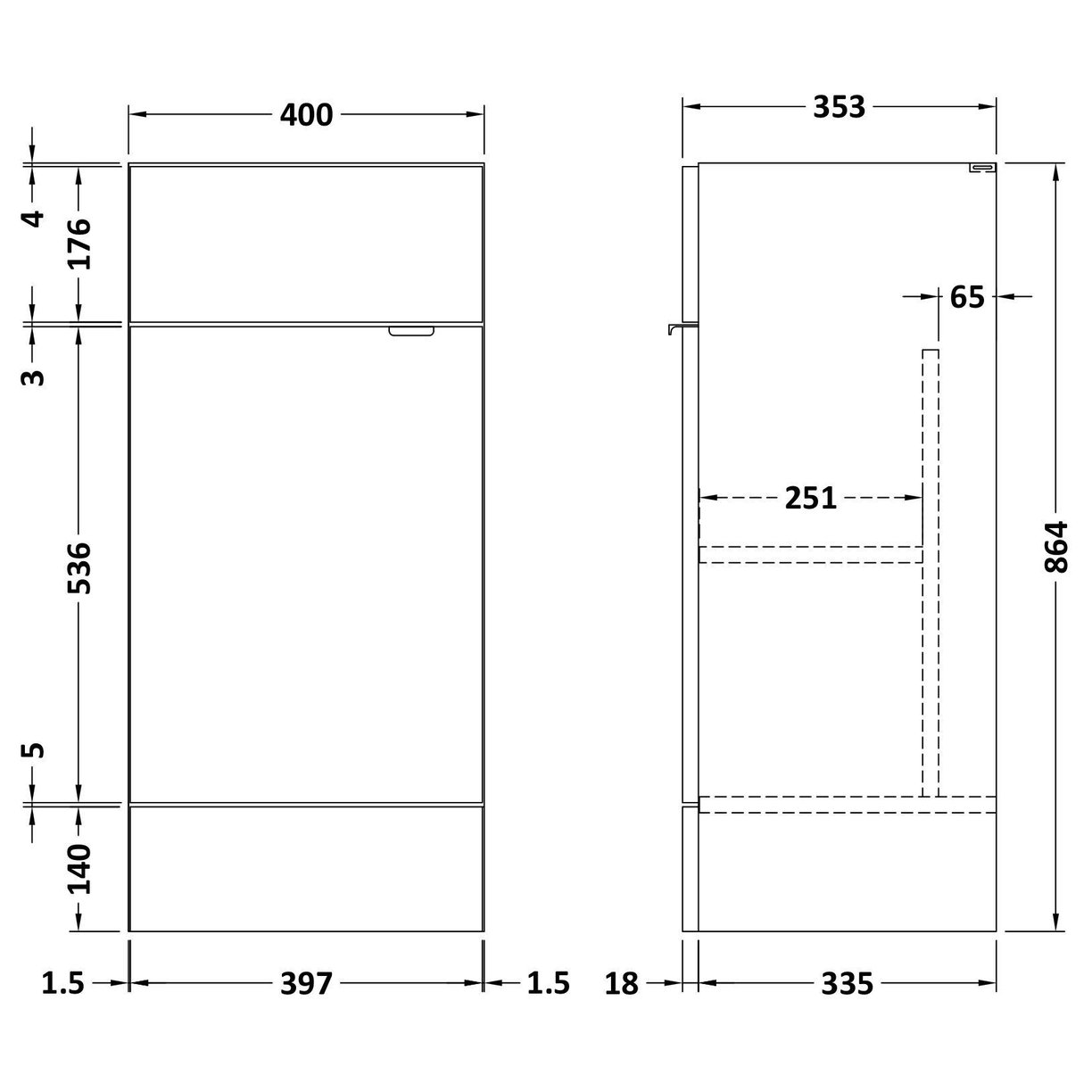 400 Vanity Unit Full Depth - Bleached Oak