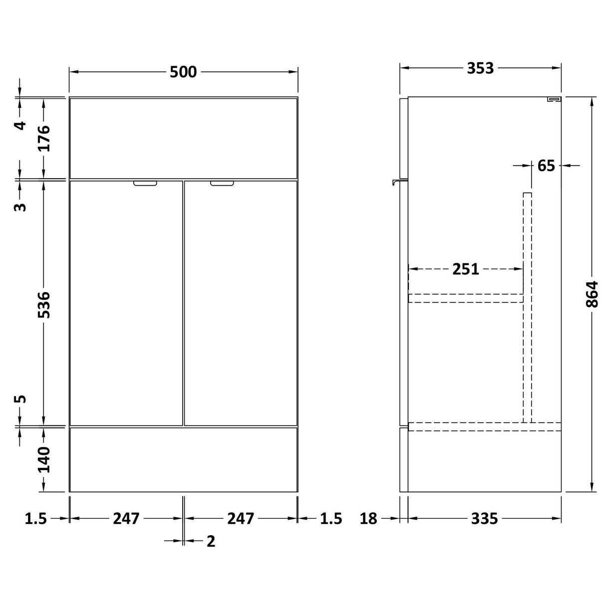 500 Vanity Unit (355Mm Deep) - Bleached Oak
