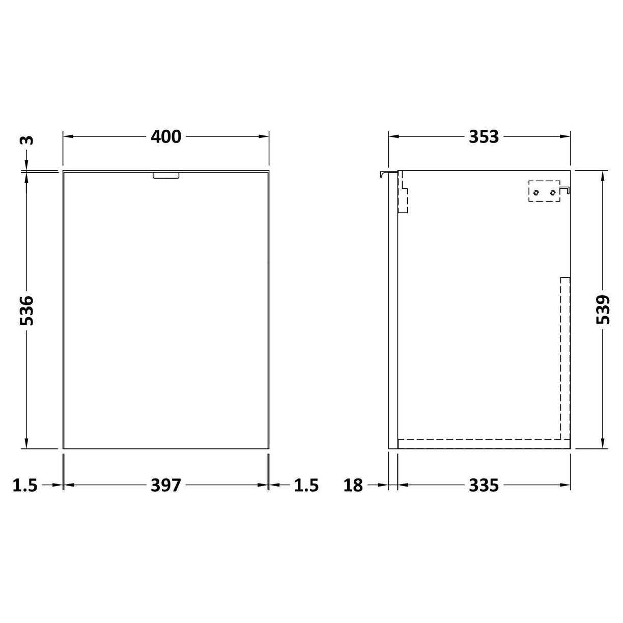 400 1-Door Wall Hung Unit (355Mm) - Bleached Oak