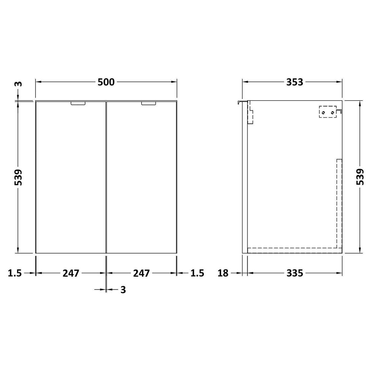 500 2-Door Wall Hung Unit (355Mm) - Bleached Oak
