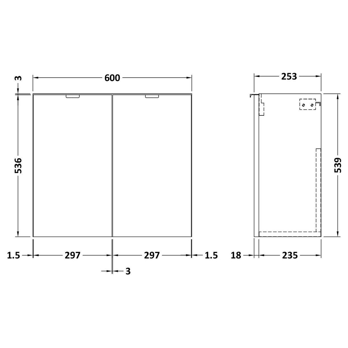 600 2-Door Wall Hung Unit - Bleached Oak