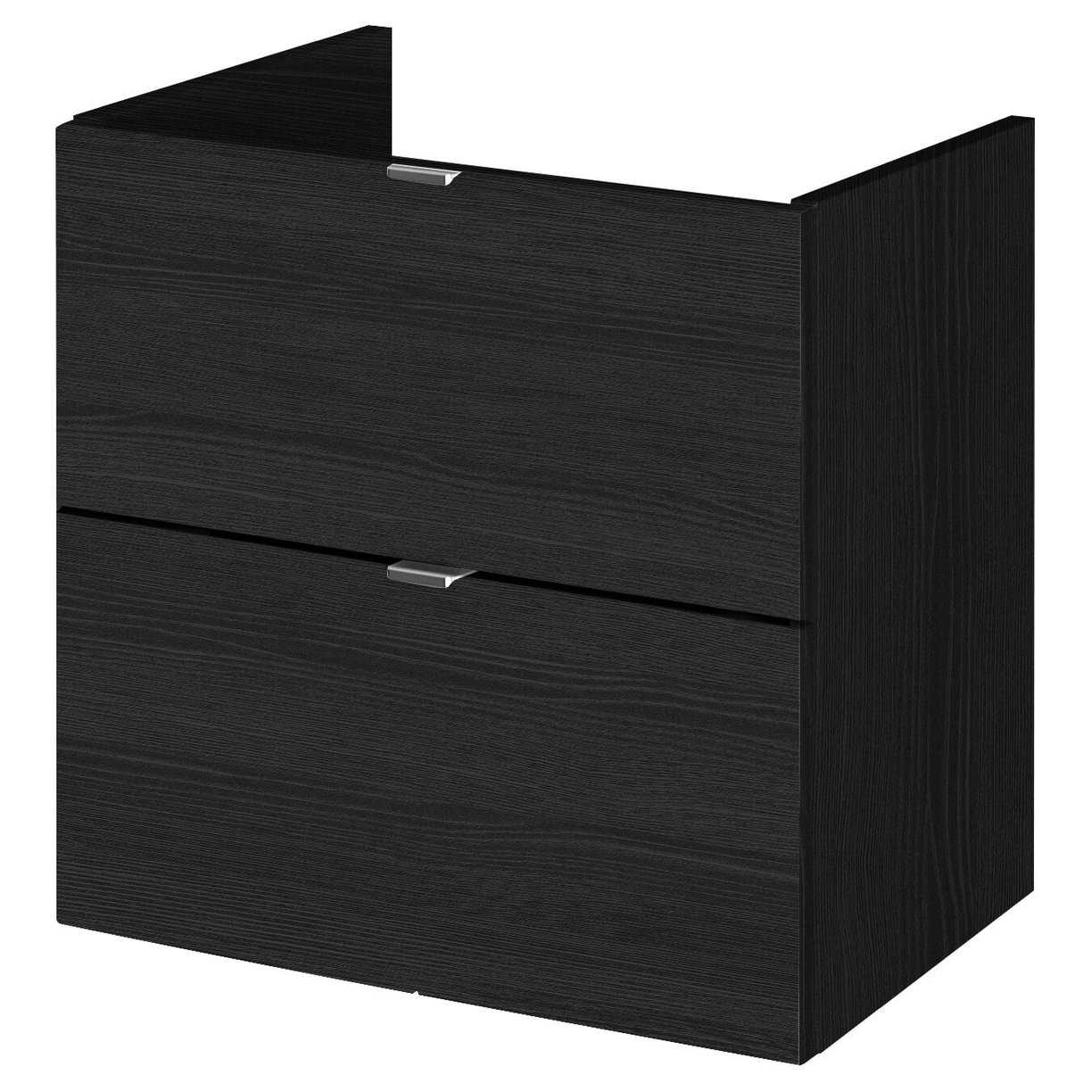 500 2-Drawer Wall Hung Unit - Black Woodgrain