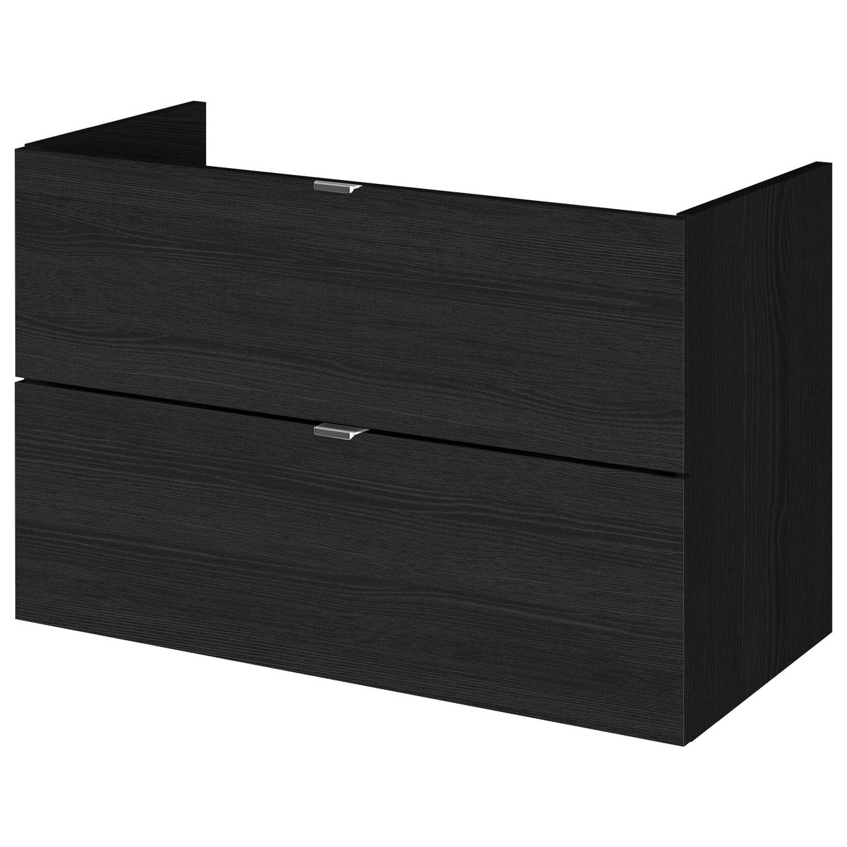 800 2-Drawer Wall Hung Unit - Black Woodgrain