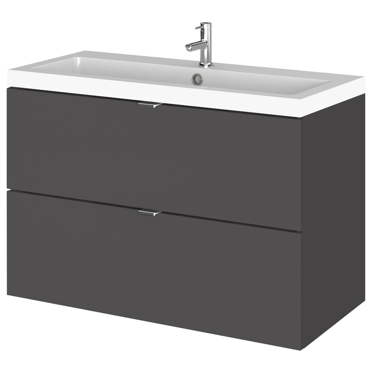 800 2-Drawer Wall Hung Unit - Gloss Grey