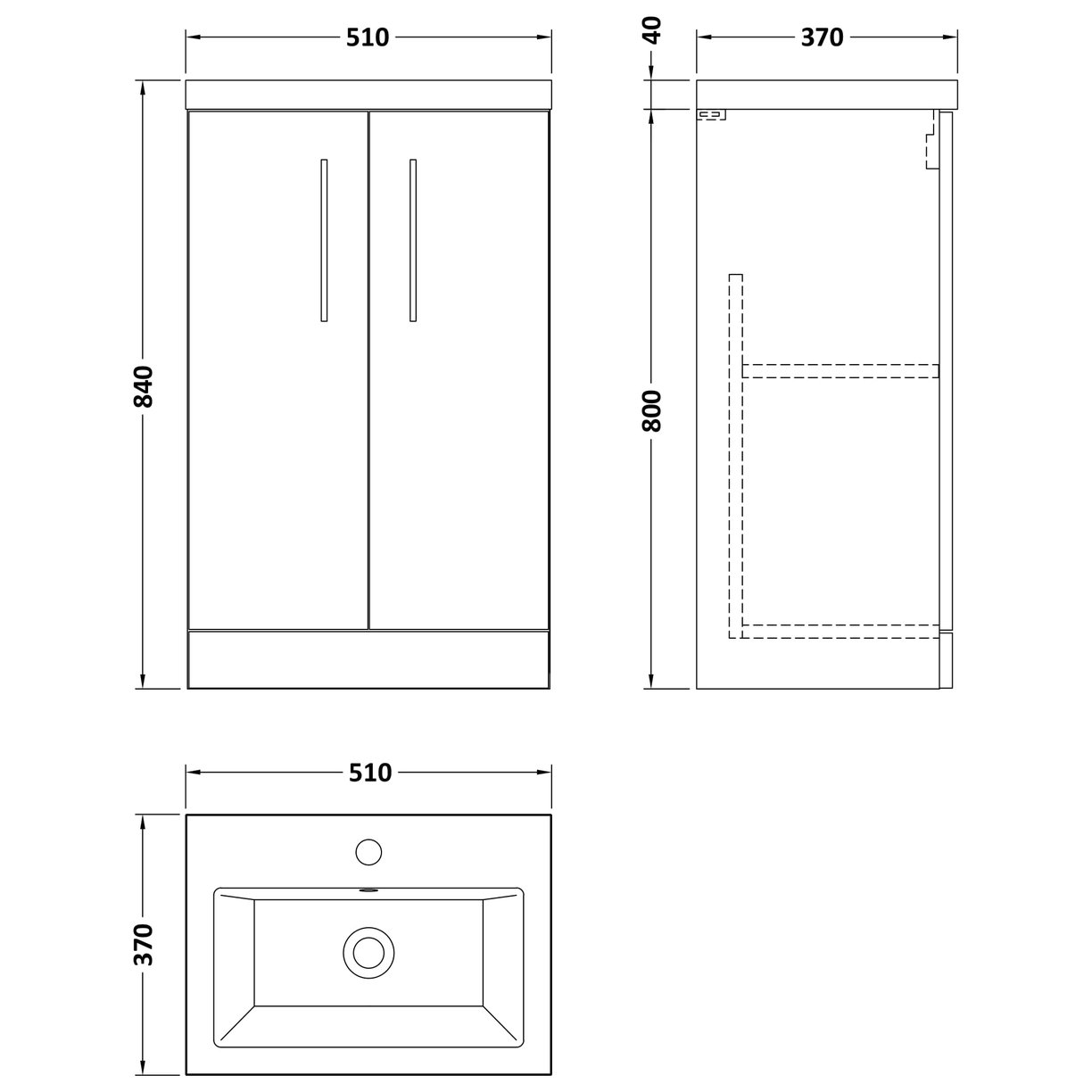 500 FS 2-Door Vanity & Ceramic Basin Furniture