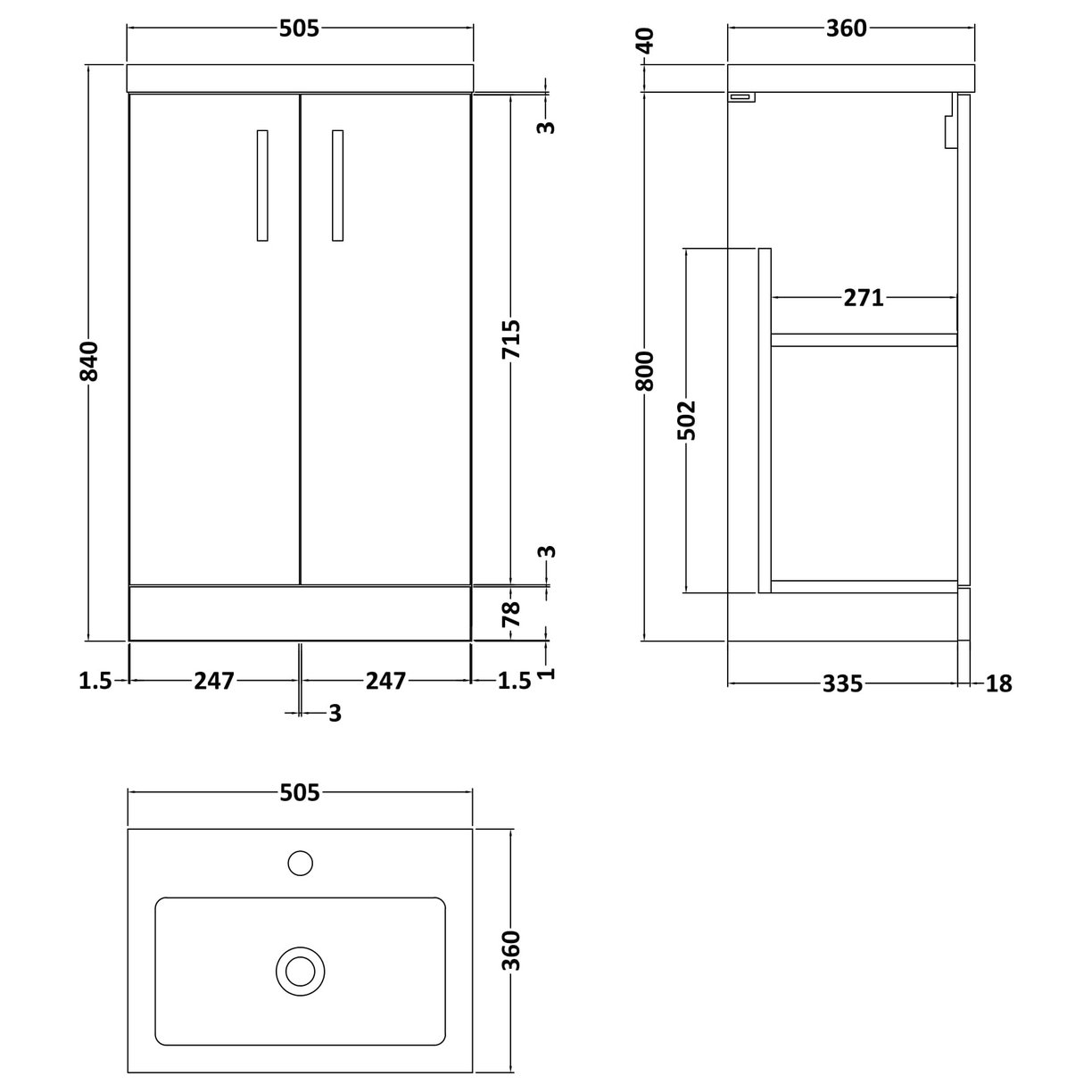 500 FS 2-Door Vanity & Polymarble Basin