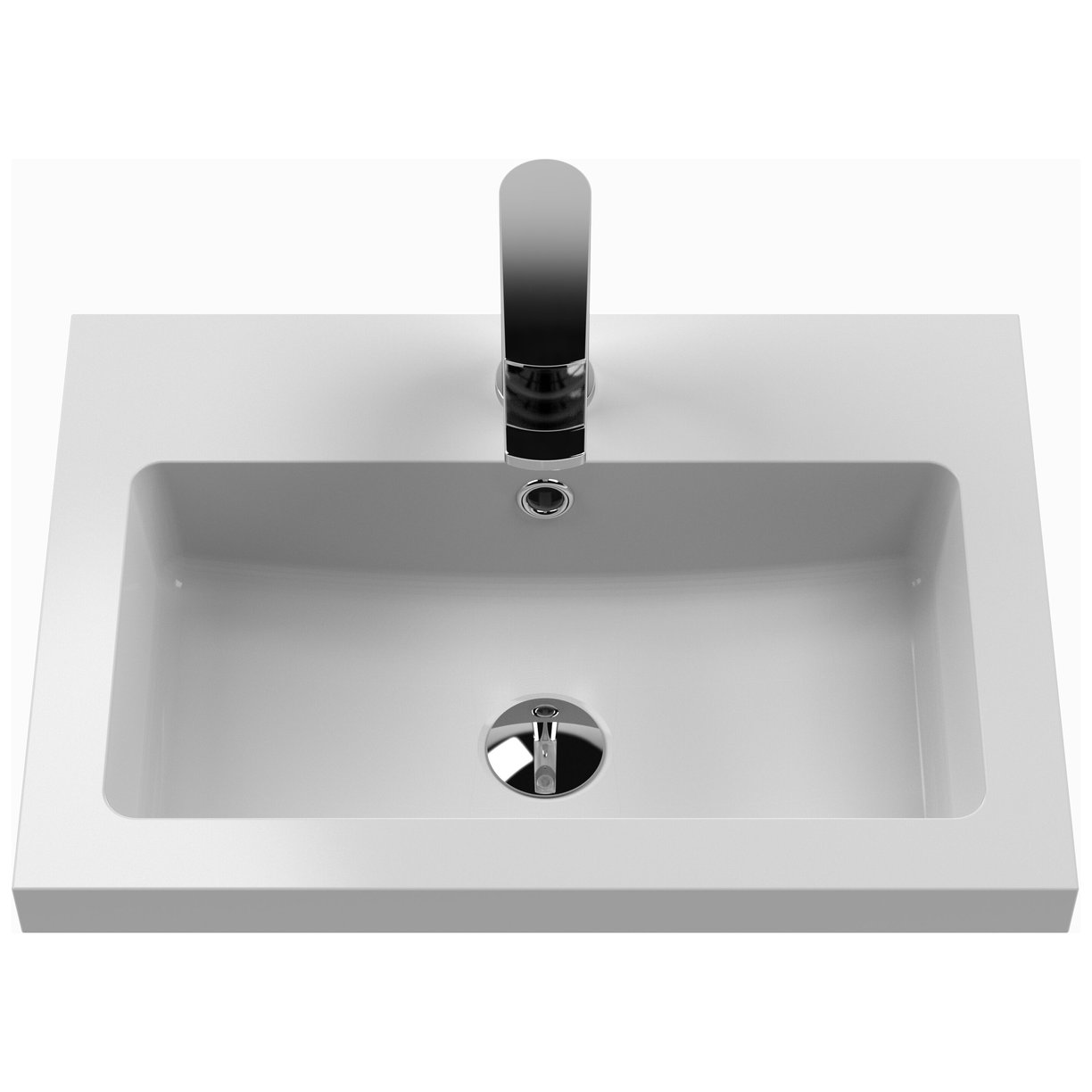 600mm FS 2-Door Vanity & Polymarble Basin - Satin Soft Black